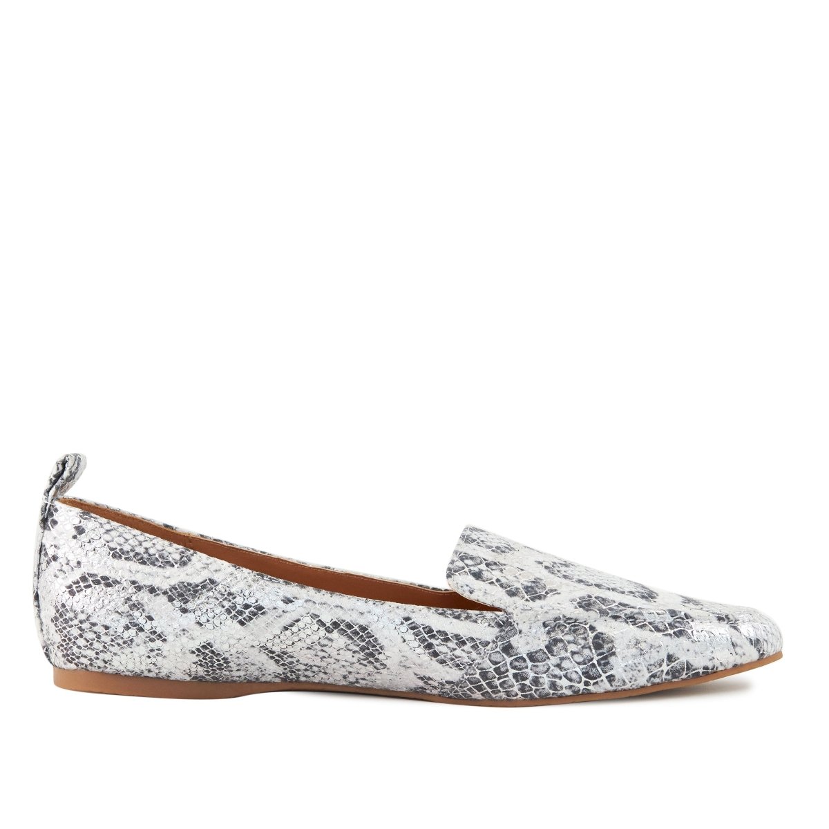 Women's Flat Socialite Silver Snake Skin - Wow Store
