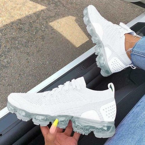 Women's Flying Woven Breathable Casual Sneakers White - Wow Store