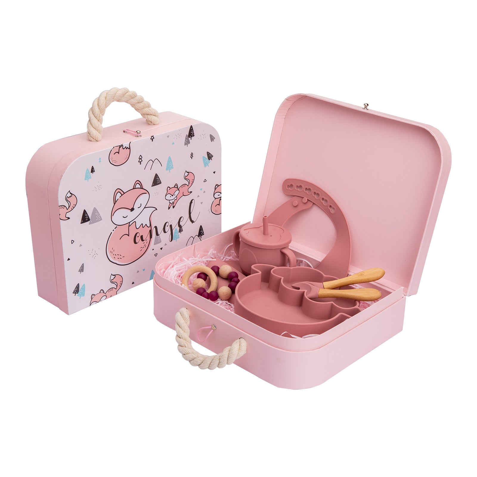 Premium Silicone Baby Feeding Set with Bamboo Accessories