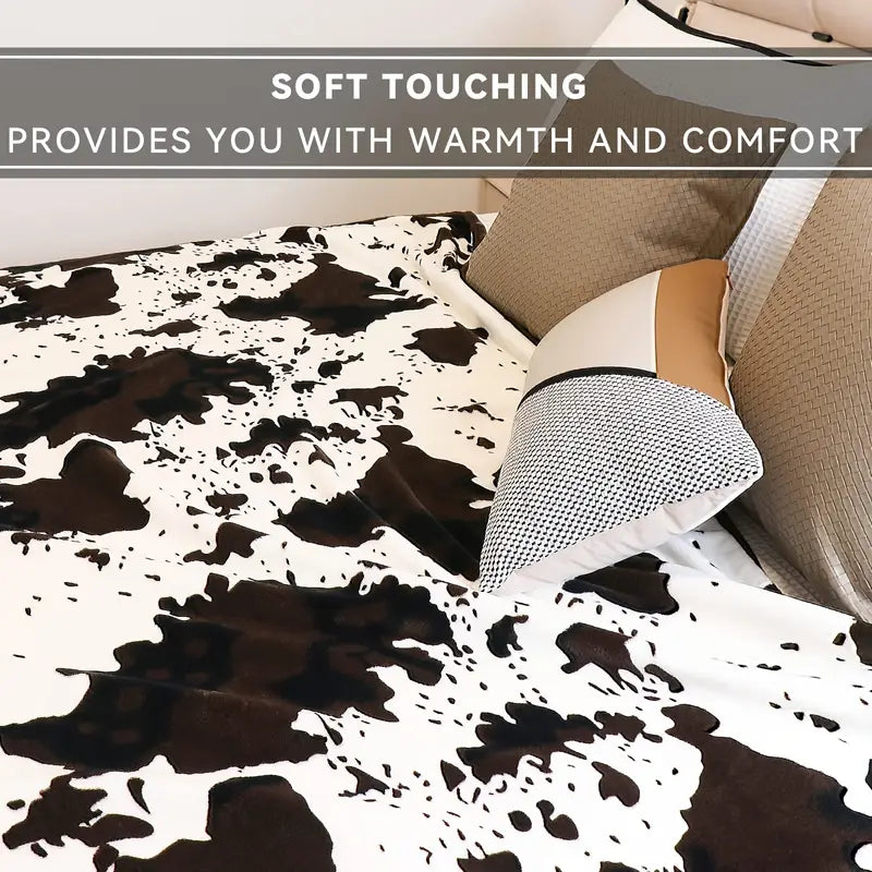 Cow Print Luxury Fleece Throw Blanket