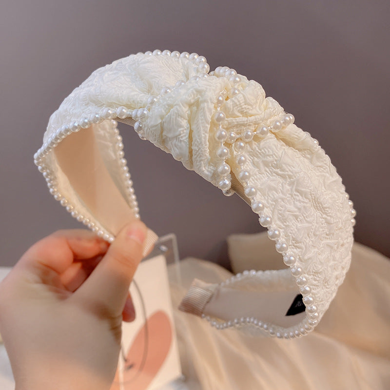 Knotted Pearl Fabric Headband