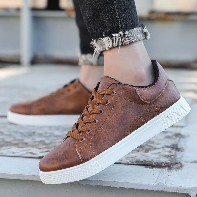 Men's Faux-Leather Lace-Up Sneakers