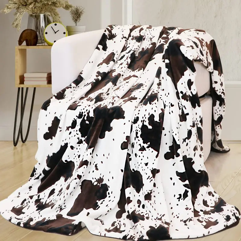 Cow Print Luxury Fleece Throw Blanket
