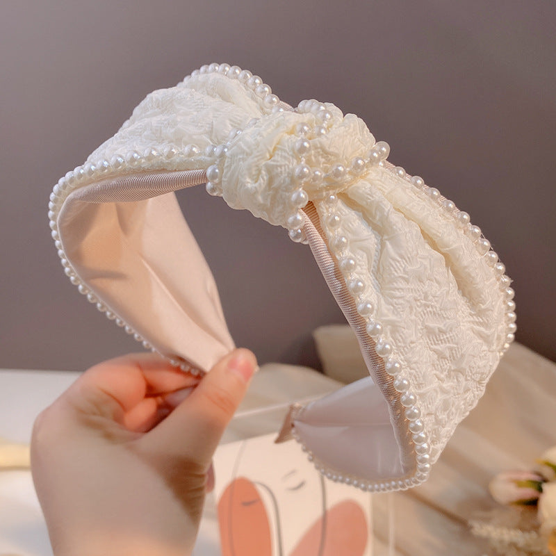 Knotted Pearl Fabric Headband