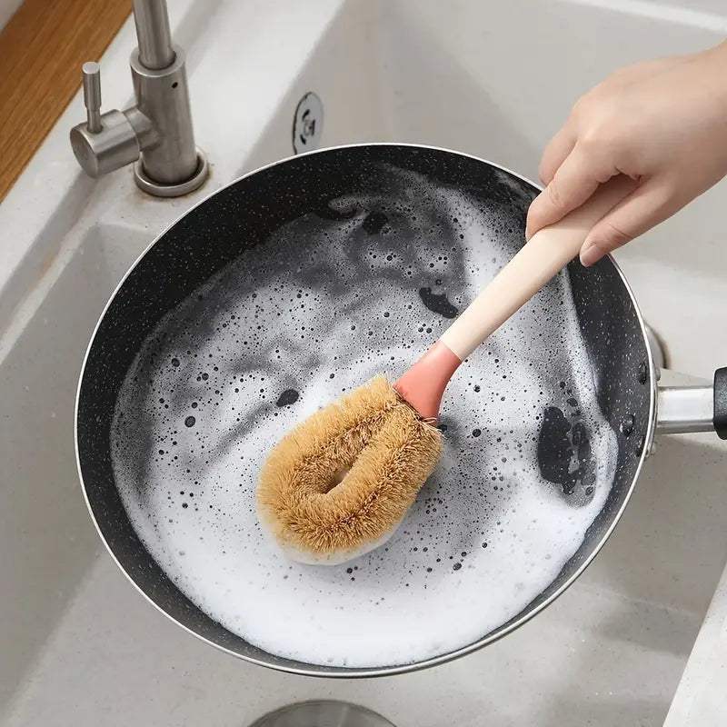 Sustainable Coconut Fiber Long-Handled Dish Brush
