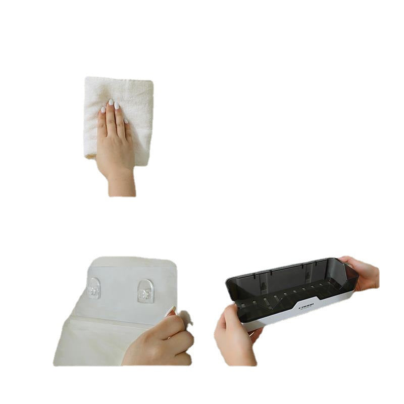 Bathroom Wall Storage Rack - No-Drill Suction Cup Design