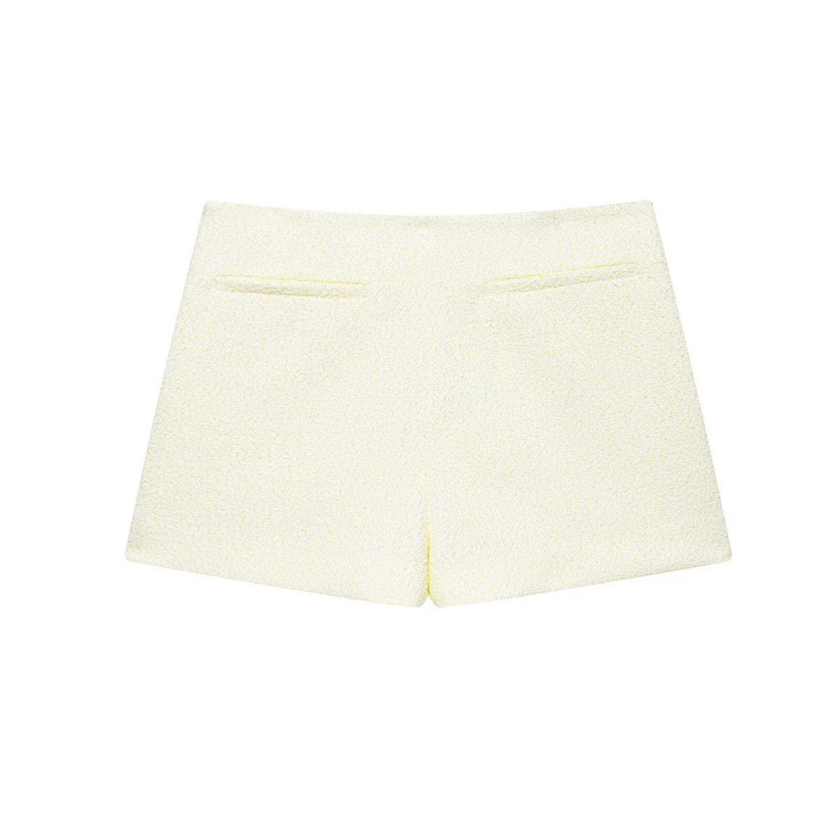 Cream Double-Breasted Cropped Jacket and Matching Shorts