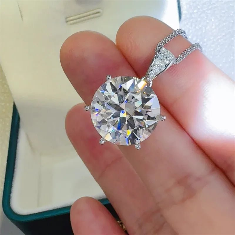 10 Carat Moissanite 925 Sterling Silver Pendant Necklace - Wow Store