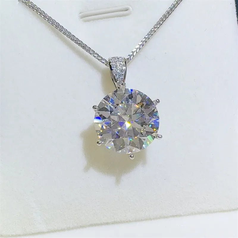 10 Carat Moissanite Pendant Necklace in 925 Sterling Silver - WowStore.live