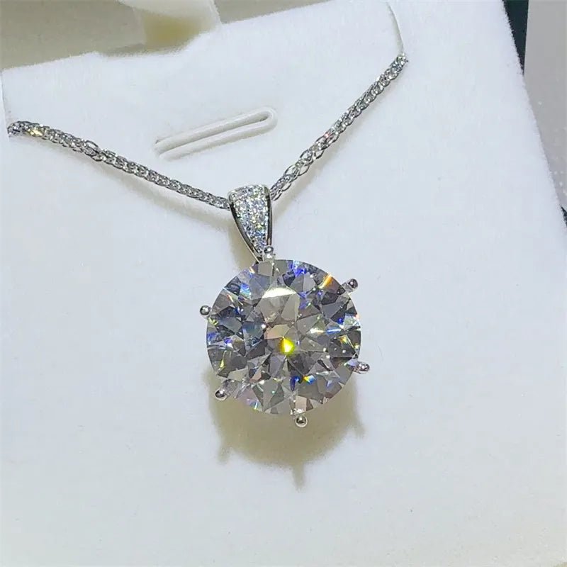 10 Carat Moissanite 925 Sterling Silver Pendant Necklace - Wow Store