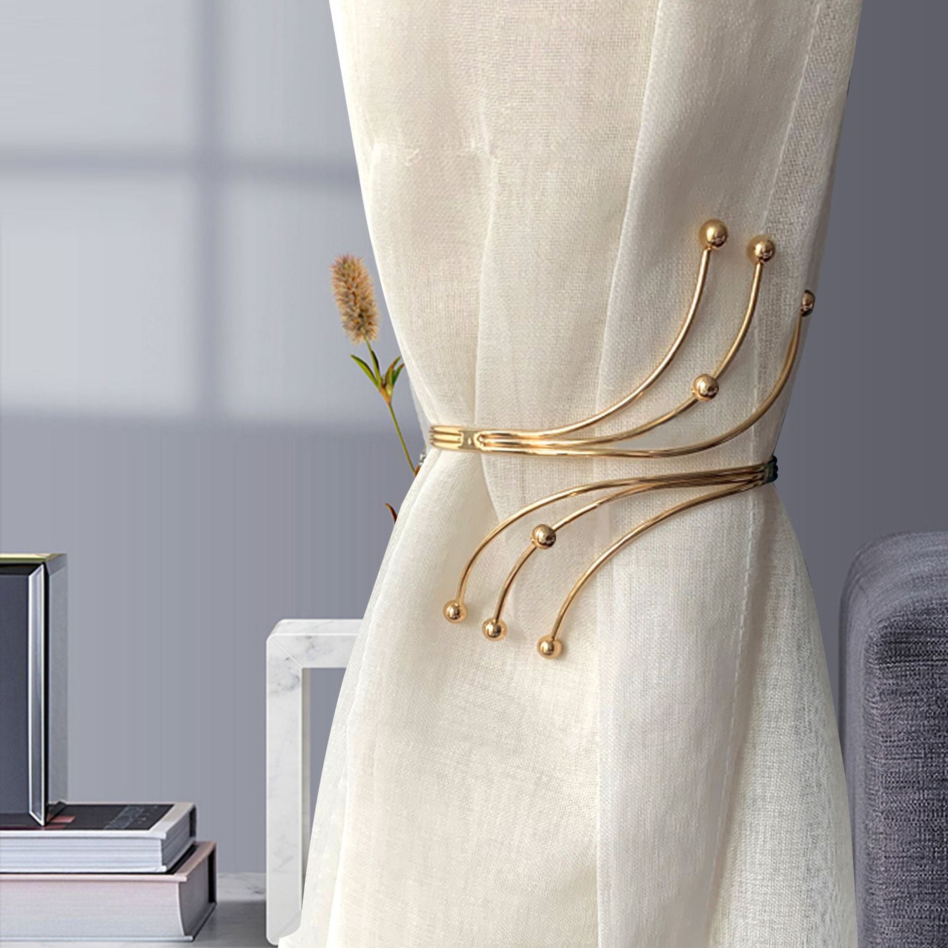 Minimalist Metal Curtain Holdbacks - Gold & Silver