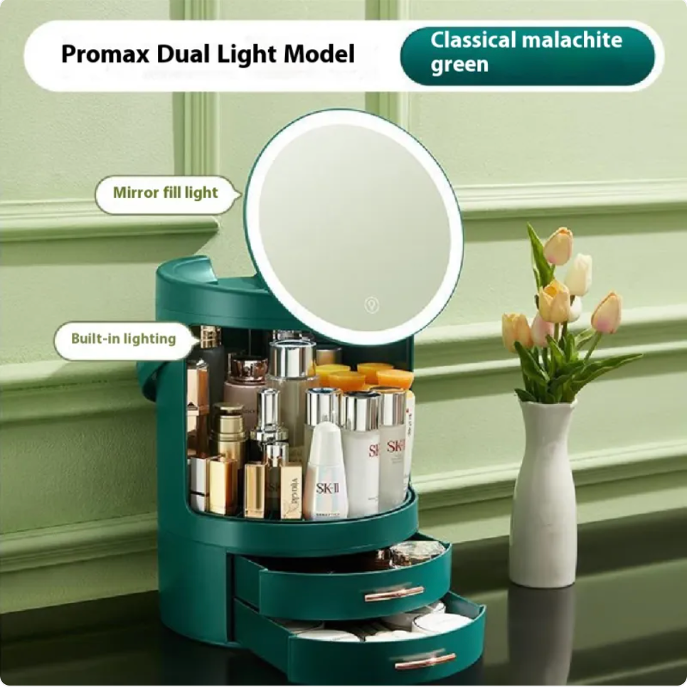Cosmetics Storage Box with Mirror and LED Light