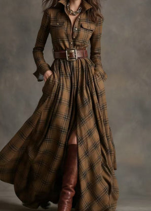 Plaid Maxi Shirt Dress
