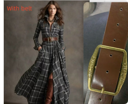 Plaid Maxi Shirt Dress