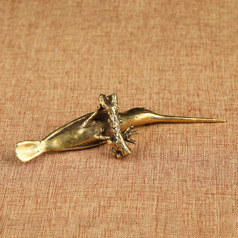 Brass-Tone Kingfisher Bird Ornament