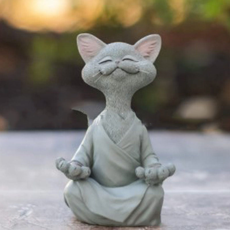 Meditating Cat Figurine