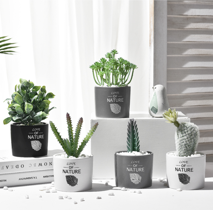 Mini Cactus Ceramic Faux Plant - Nordic Green
