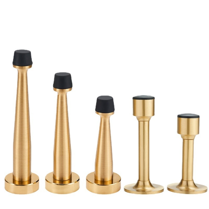 Wall-Mounted Door Stopper with Rubber Bumper, Brass-Tone