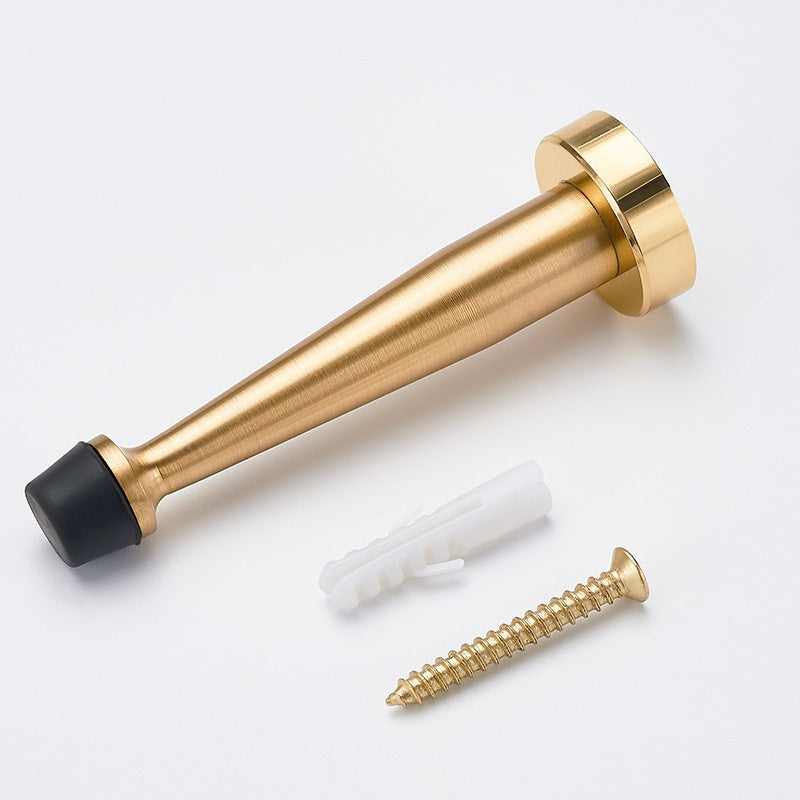 Wall-Mounted Door Stopper with Rubber Bumper, Brass-Tone — view 2