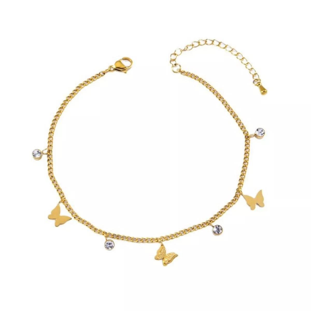 18K Gold - Plated Butterfly Charm Anklet Bracelets - Wow Store