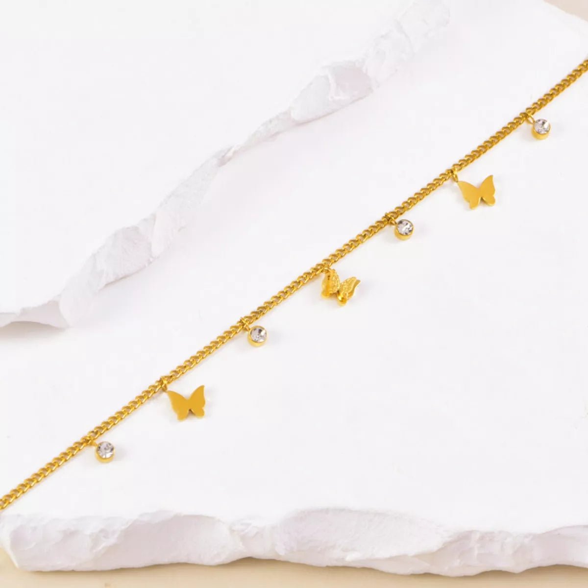 18K Gold - Plated Butterfly Charm Anklet Bracelets - Wow Store