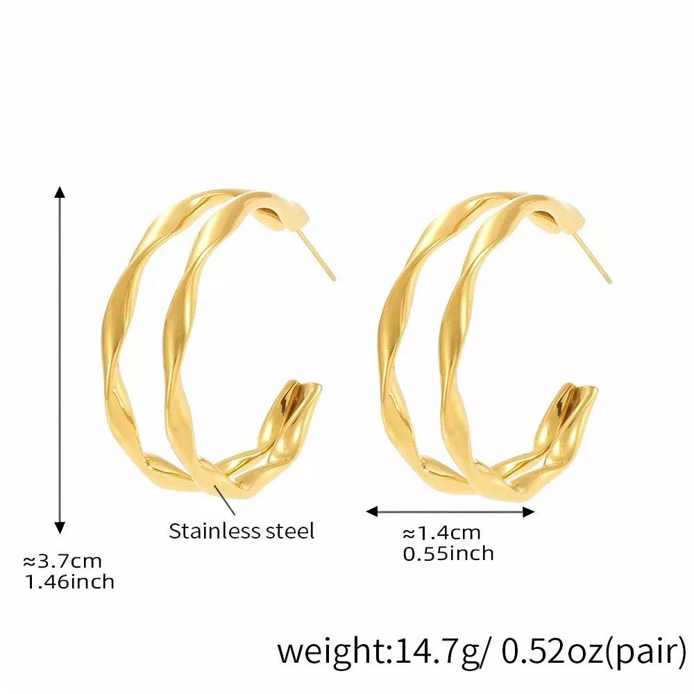 18K Gold - Plated Chunky Twisted Hoop Earrings - Wow Store