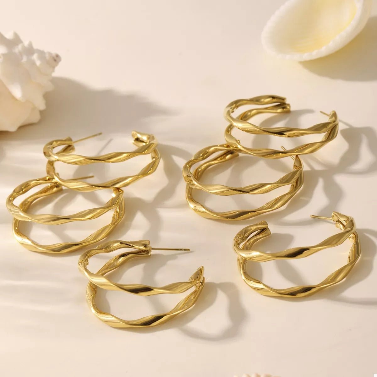 18K Gold - Plated Chunky Twisted Hoop Earrings - Wow Store