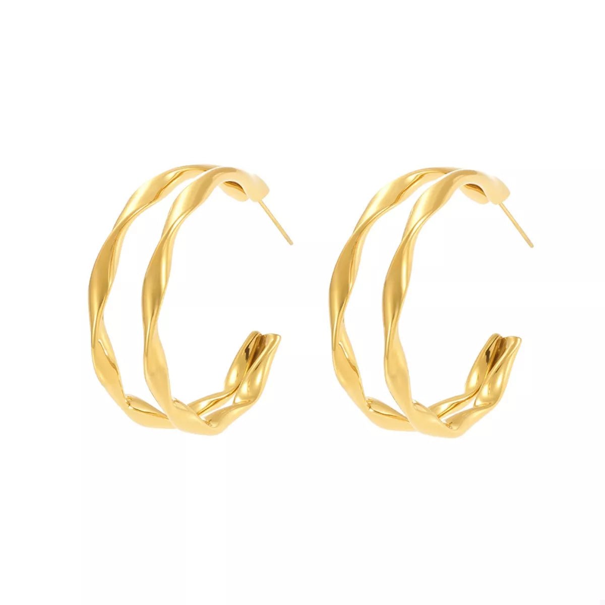 18K Gold - Plated Chunky Twisted Hoop Earrings - Wow Store
