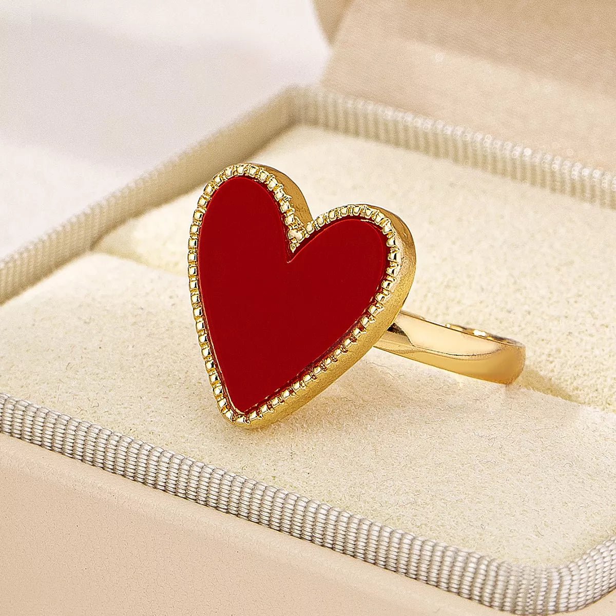 18K Gold - Plated Heart - Shaped Ring - Wow Store