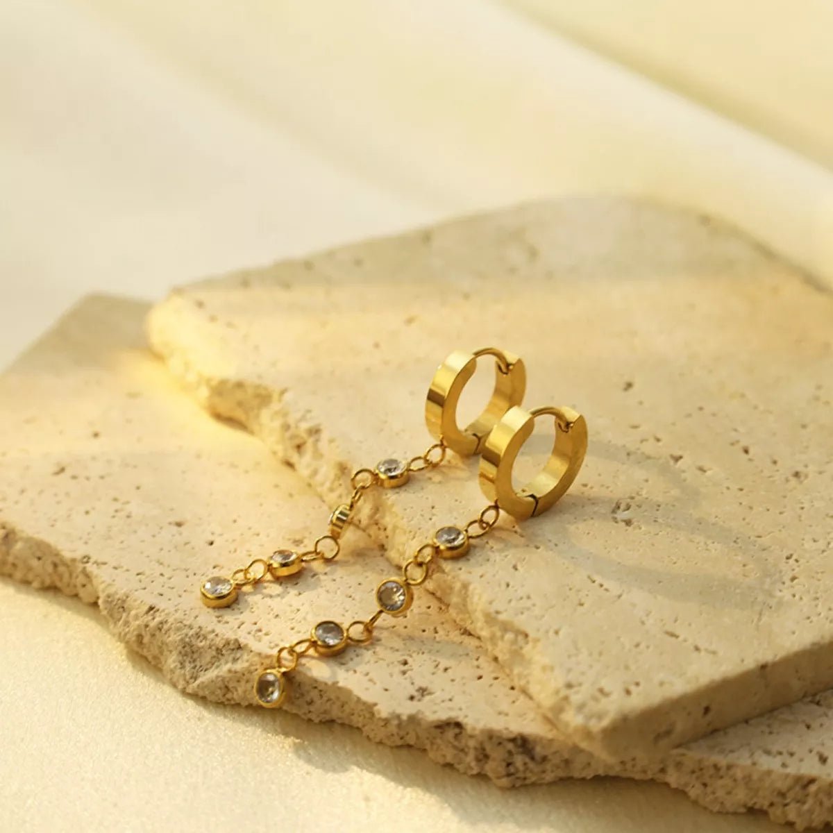 18K Gold - Plated Hoop Drop Earrings - Wow Store