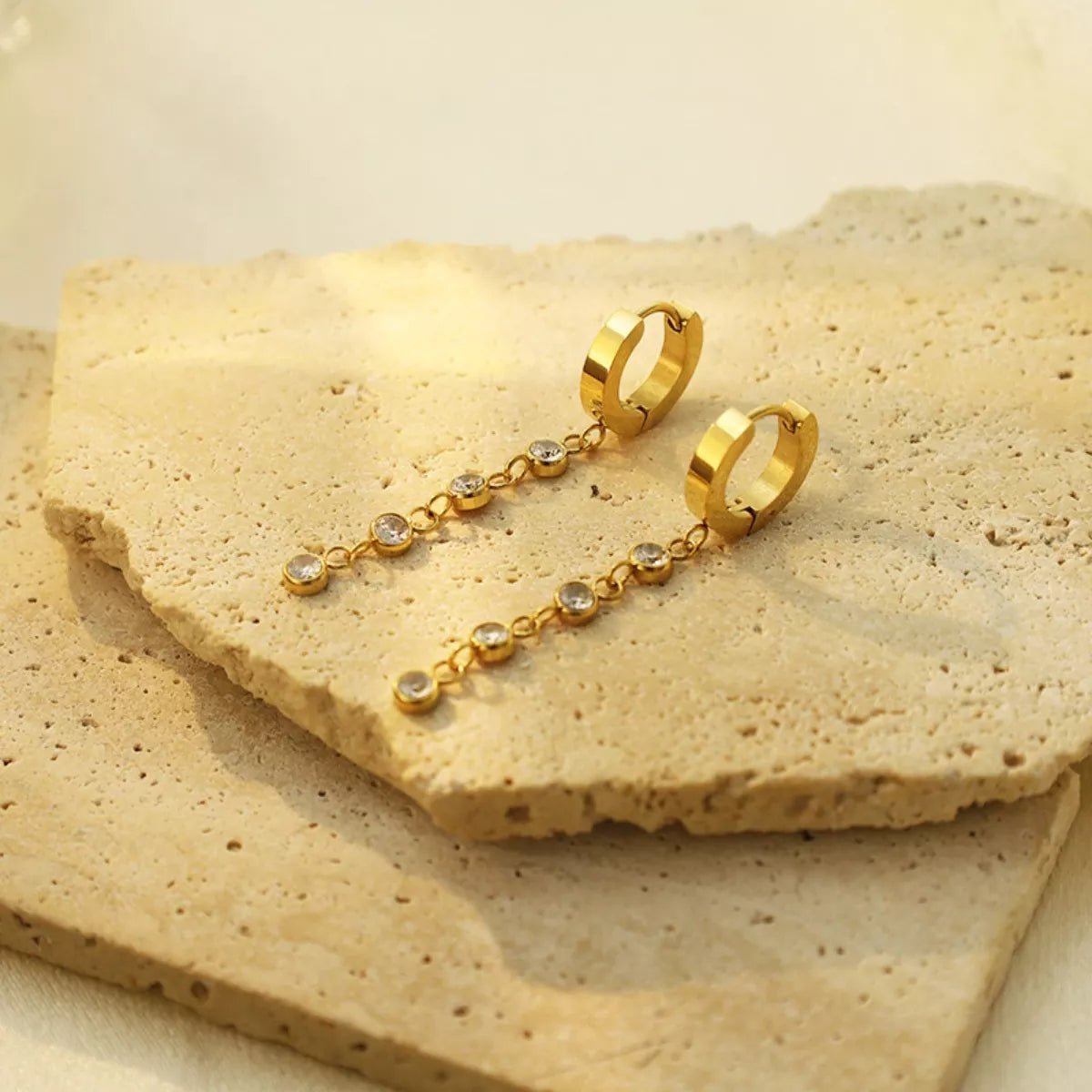 18K Gold - Plated Hoop Drop Earrings - Wow Store