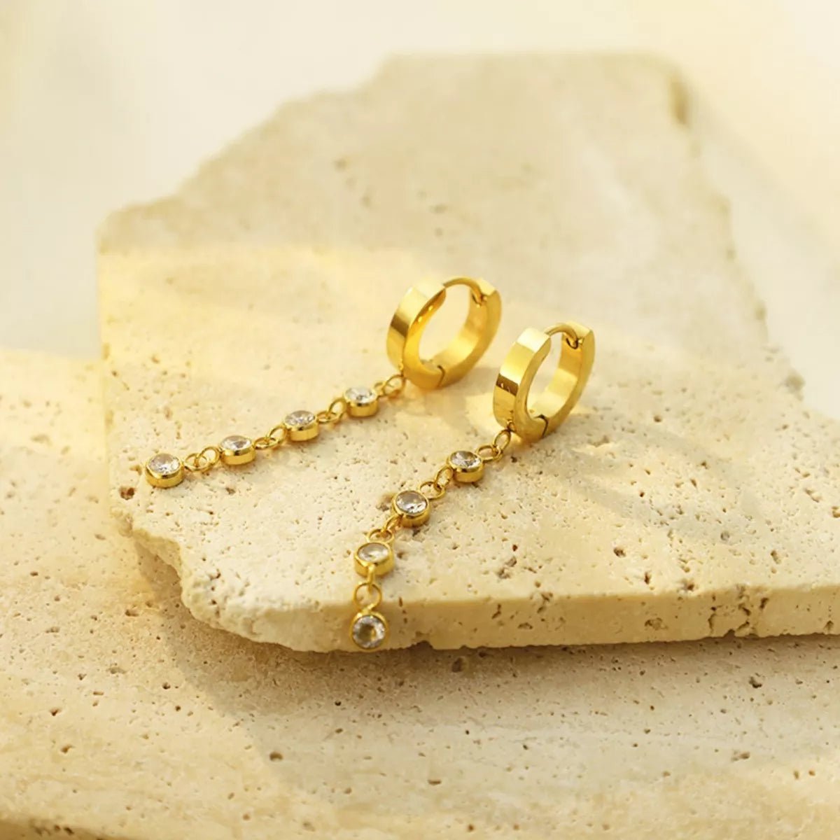 18K Gold - Plated Hoop Drop Earrings - Wow Store