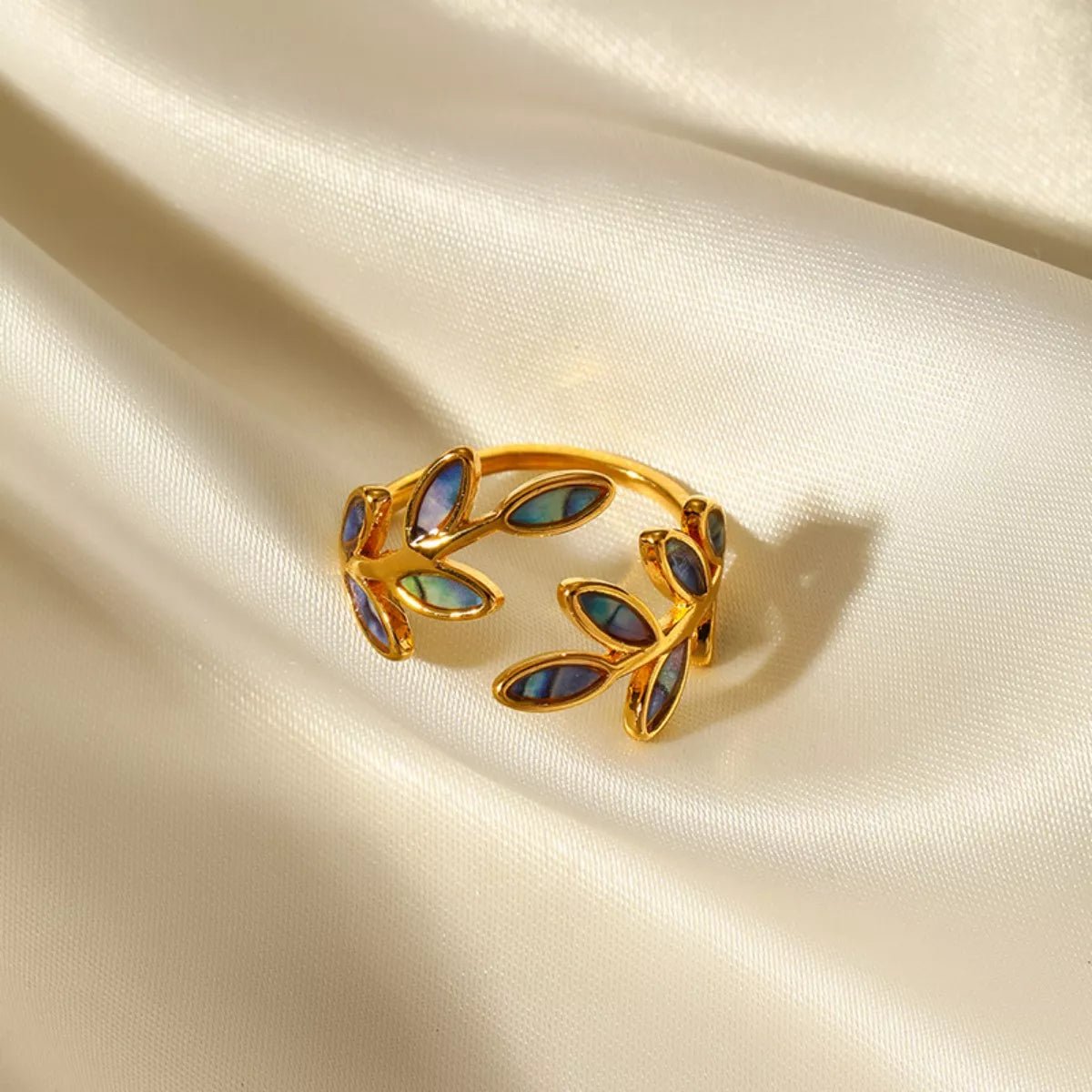 18K Gold - Plated Resin Leaf Bypass Ring - Wow Store