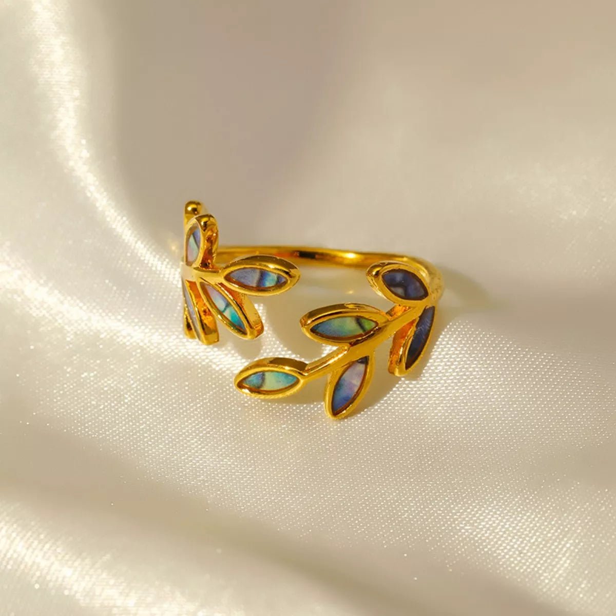 18K Gold - Plated Resin Leaf Bypass Ring - Wow Store