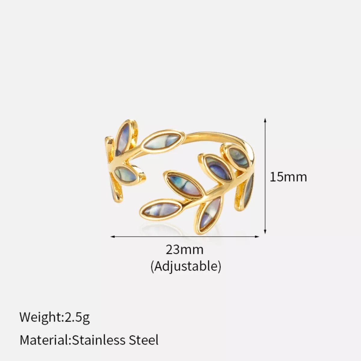 18K Gold - Plated Resin Leaf Bypass Ring - Wow Store