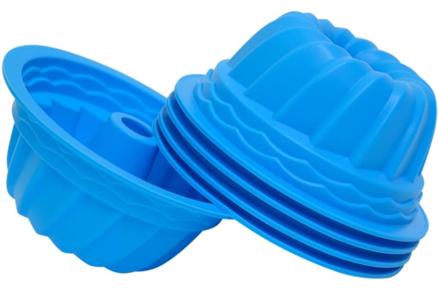 Premium Silicone Cake Pan Set - 5 Piece Fluted Round Molds