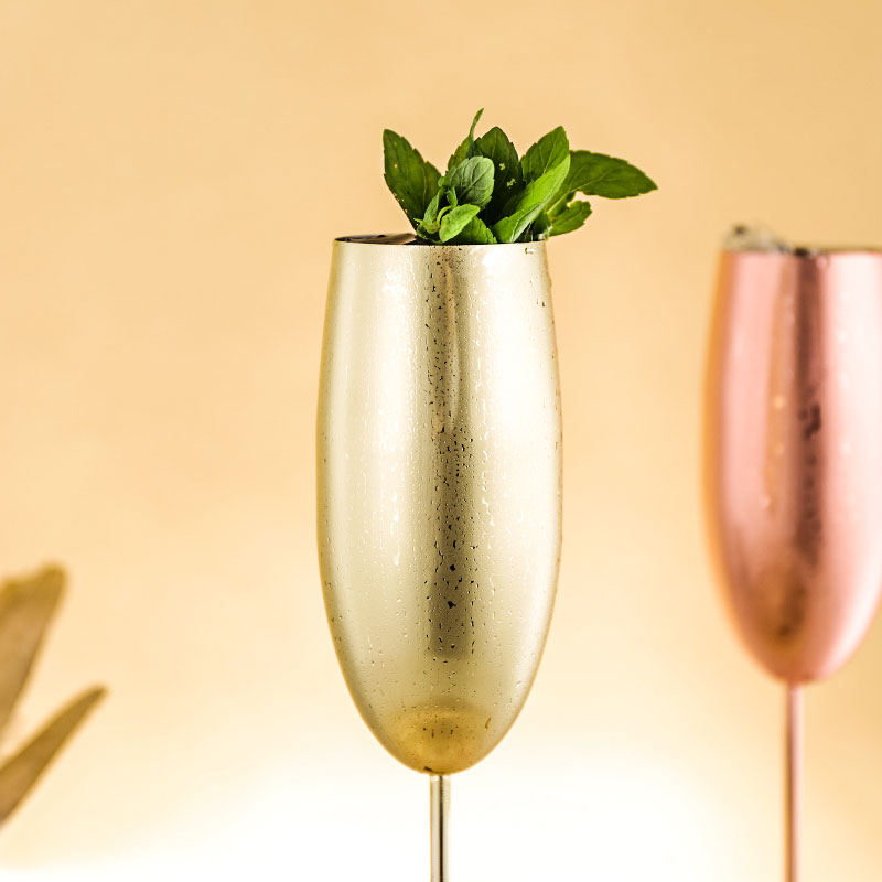 Luxury Champagne Flutes - Stainless Steel Tulip Cups