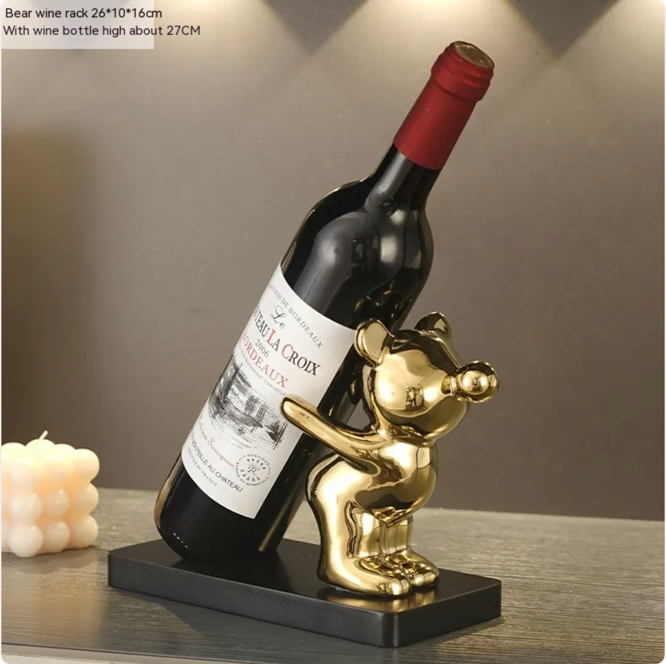 Luxury Bear Wine Rack - Ceramic Decorative Holder