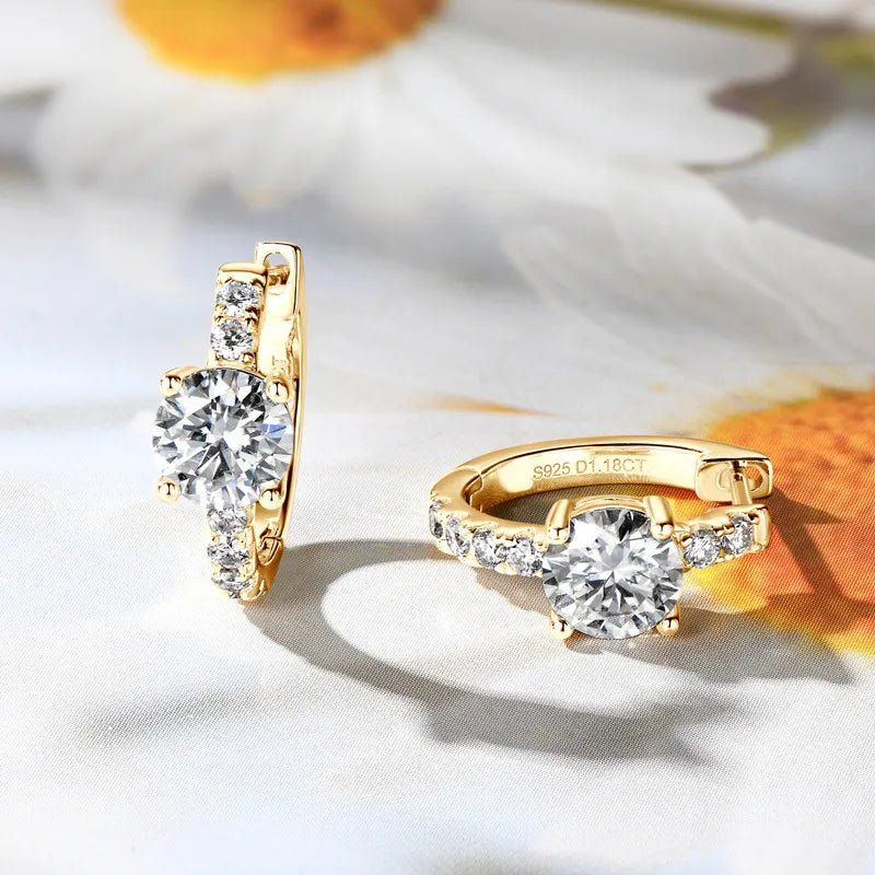 2.36 Carat Moissanite Zircon 925 Sterling Silver Hoop Earrings - Wow Store