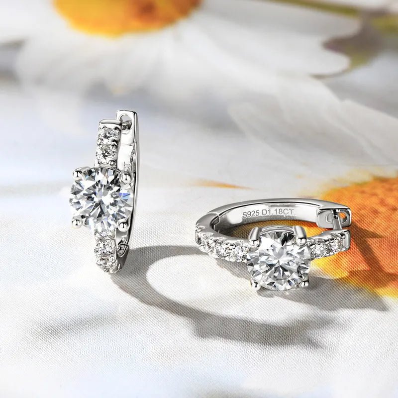 2.36 Carat Moissanite Zircon 925 Sterling Silver Hoop Earrings - Wow Store