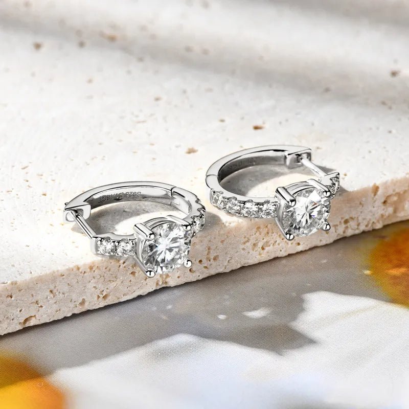 2.36 Carat Moissanite Zircon 925 Sterling Silver Hoop Earrings - Wow Store