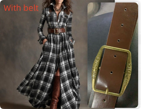 Plaid Maxi Shirt Dress