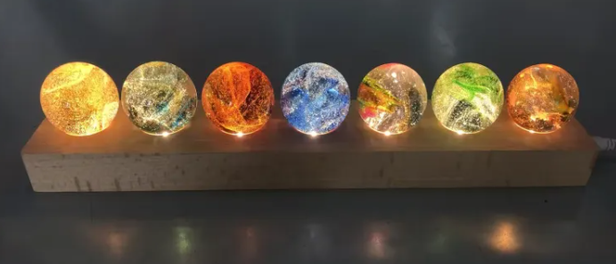 Luminous Crystal Ball with Colored Glaze