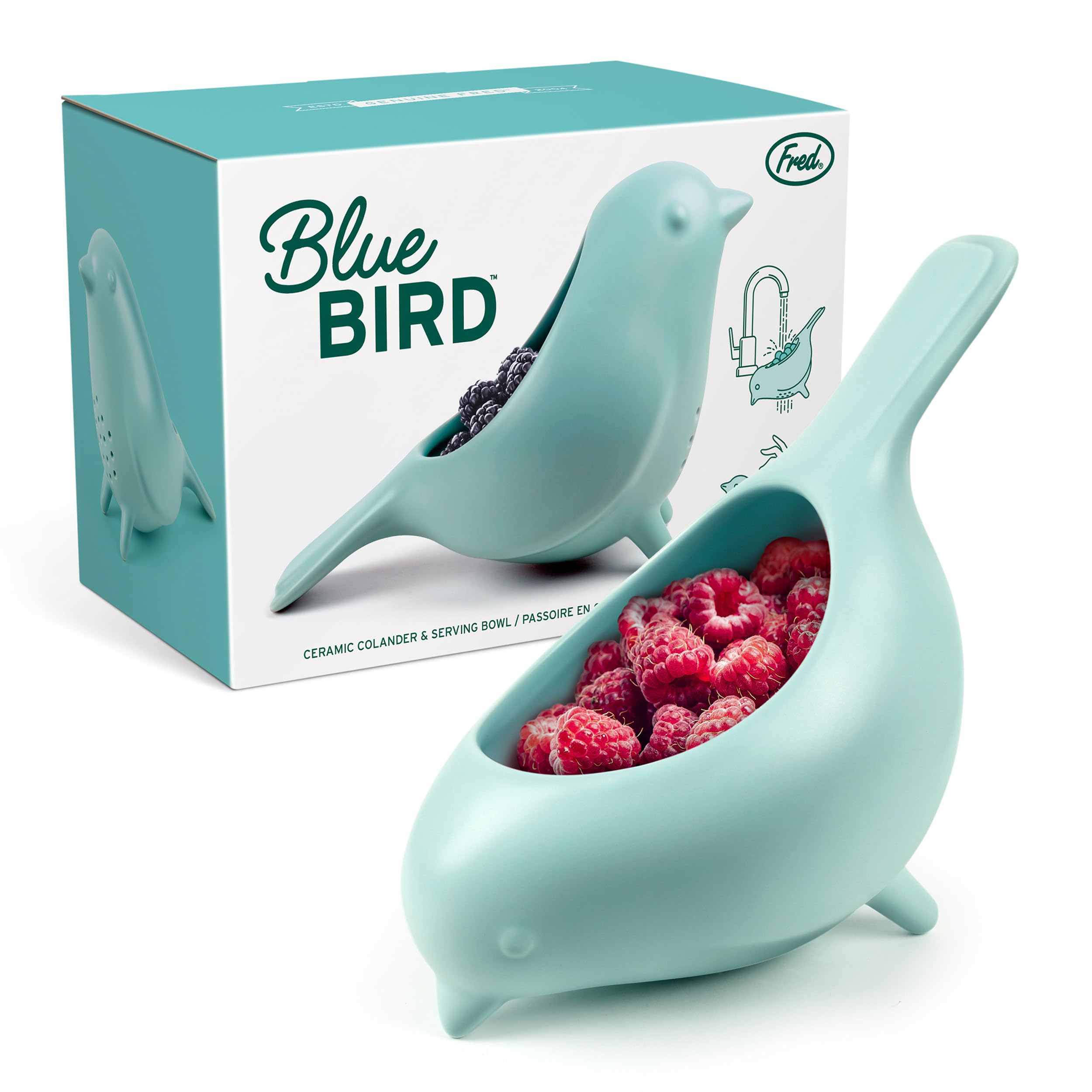 Blue Bird Ceramic Colander