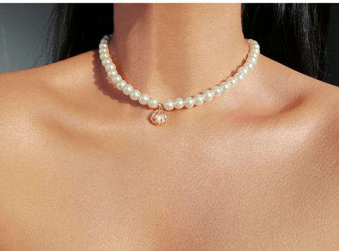 24K Seashell Czech Pearls Choker - Wow Store