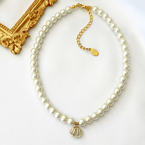 24K Seashell Czech Pearls Choker - Wow Store