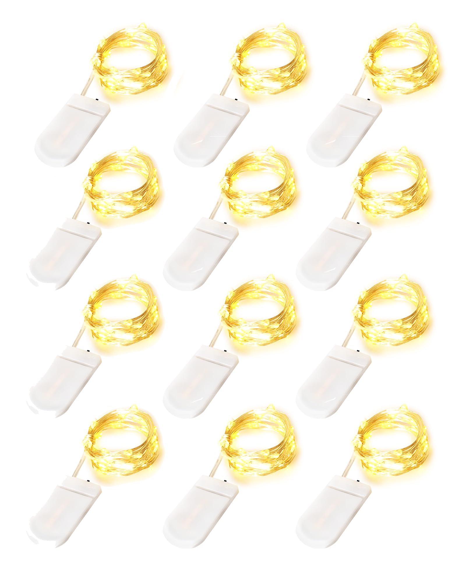 Warm White Fairy Lights - 12 Pack LED String Lights