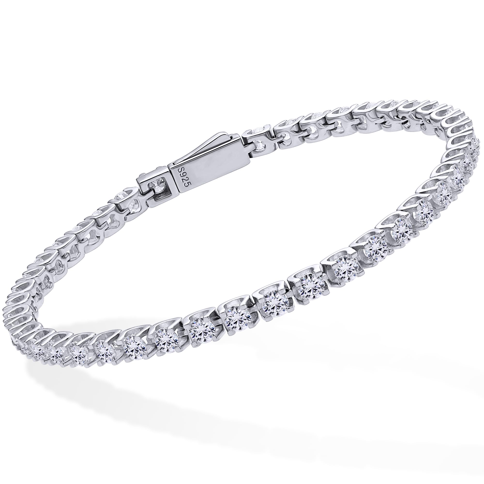 Moissanite Tennis Bracelet in 18K White Gold Plated Sterling Silver