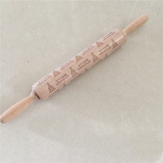 Artisan Christmas Engraved Wooden Rolling Pin