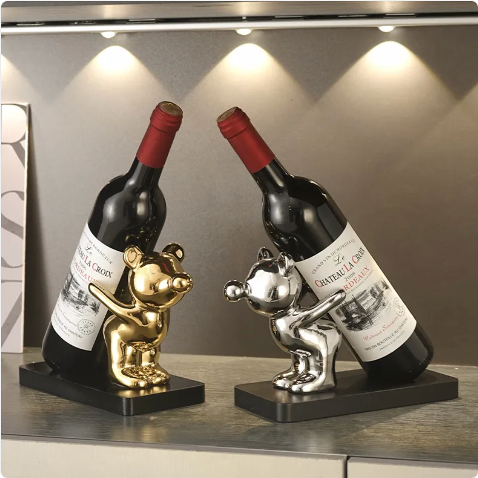 Luxury Bear Wine Rack - Ceramic Decorative Holder